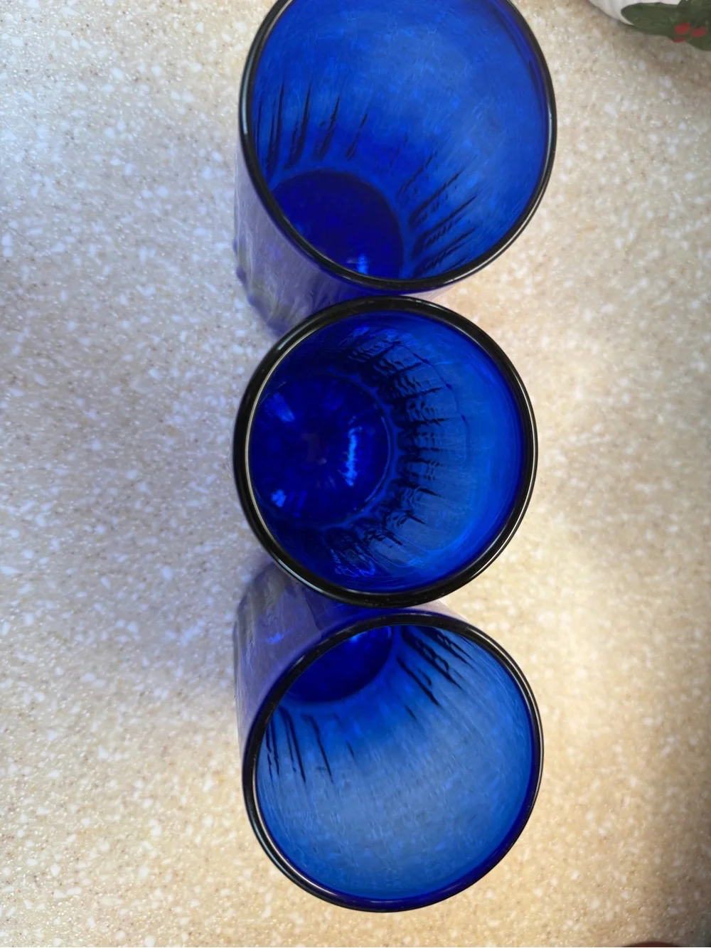 Vintage Cobalt Blue Glass Tumblers Set of 3 Juice cups 5’ Signed Magic Sands 83?